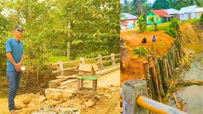 Jembatan Molamahu Terancam Ambruk, Warga Bergerak Lakukan Penguatan
